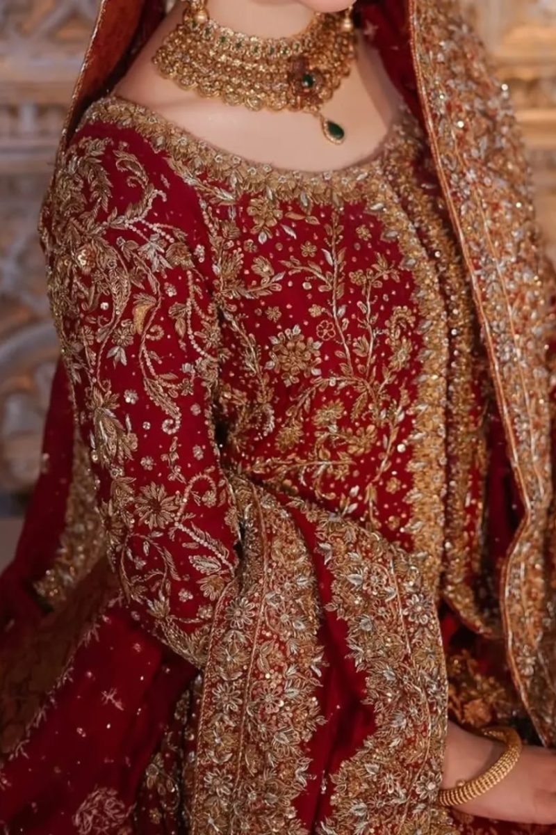 Red Center Open Maxi with Back-Tail Farshi Lehenga